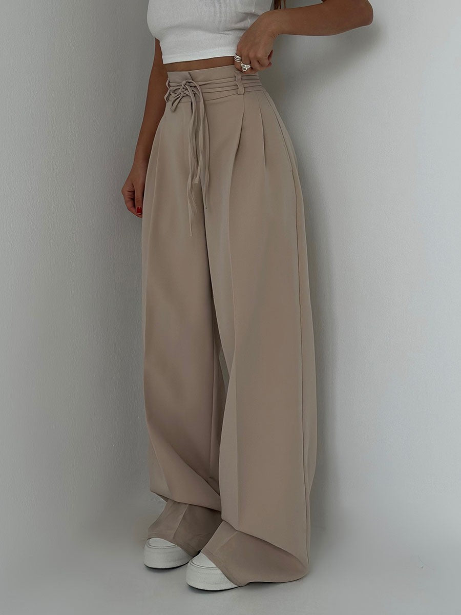 Stefania - Pantalon taille haute avec jambes larges