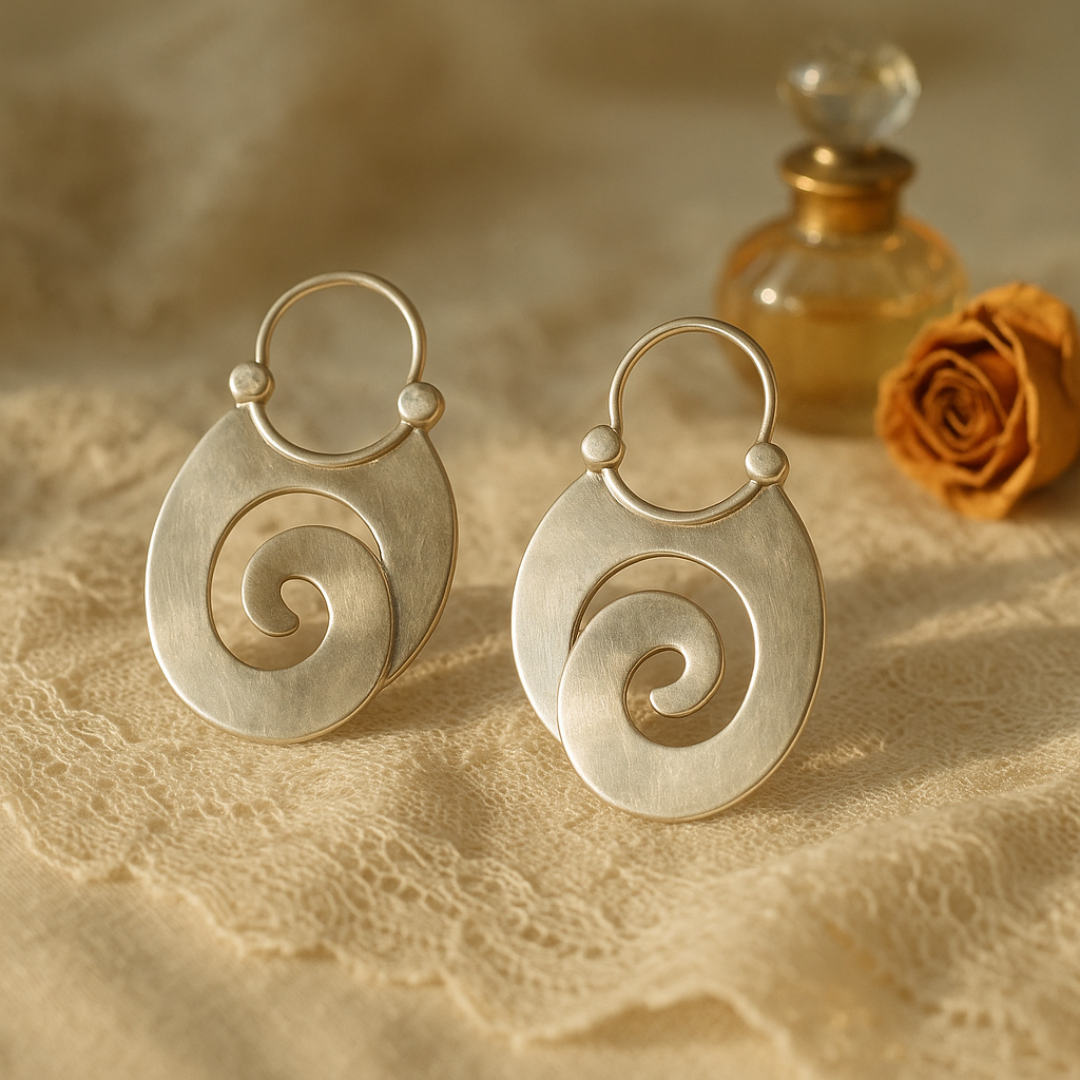 Boucles d'oreilles Vintage Irrégulières en Argent