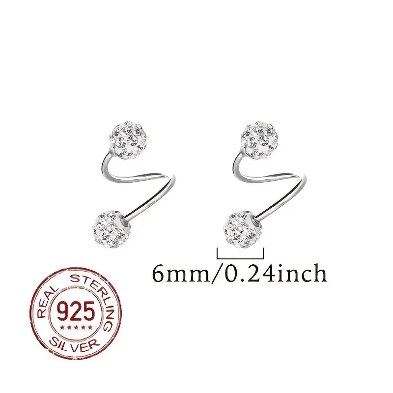 Boucles d'Oreilles Spirales à Double Tête Ultra Brillantes avec Zirconia