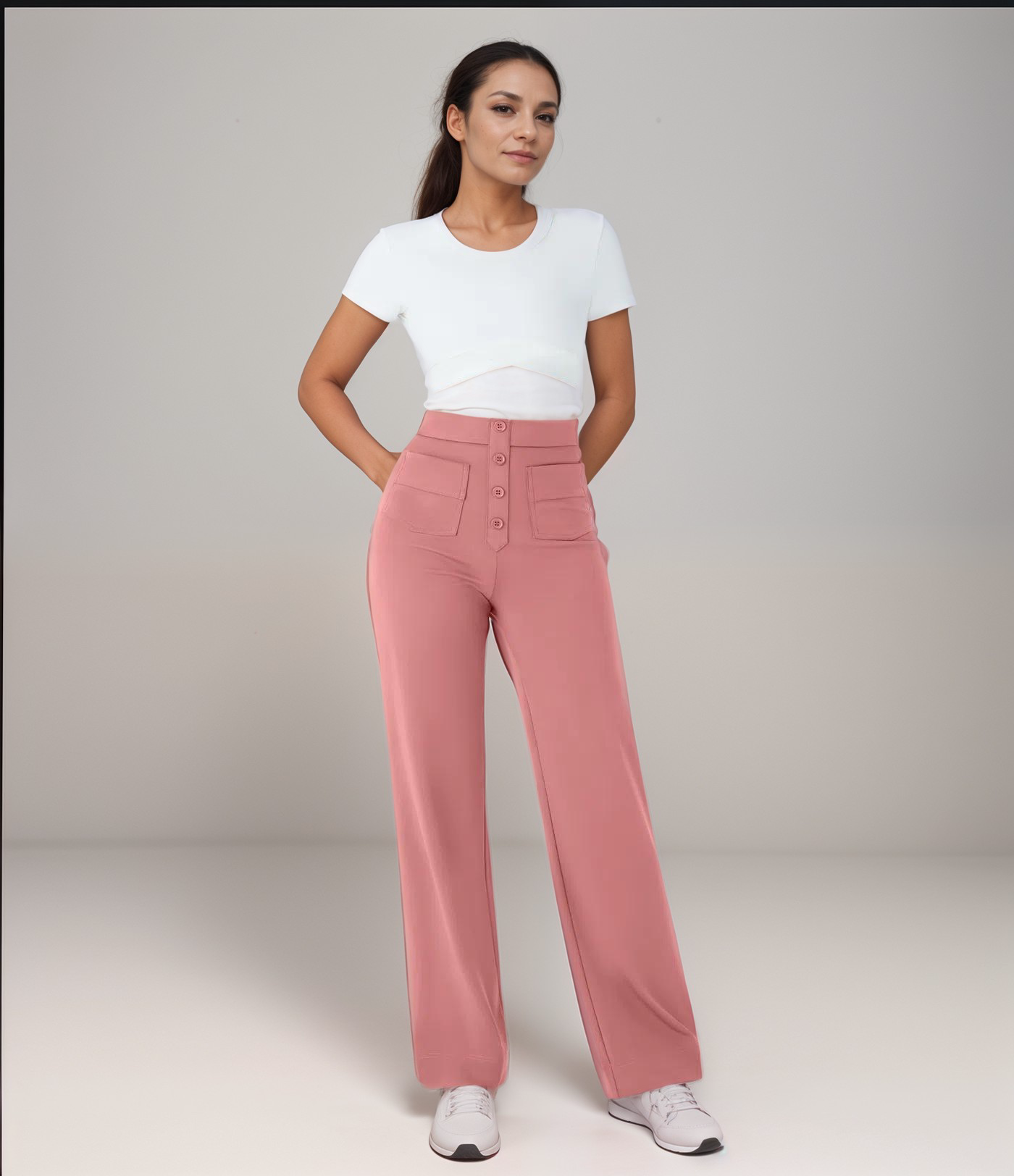 Elsa | Pantalon élastique taille haute | 1+1 GRATUIT