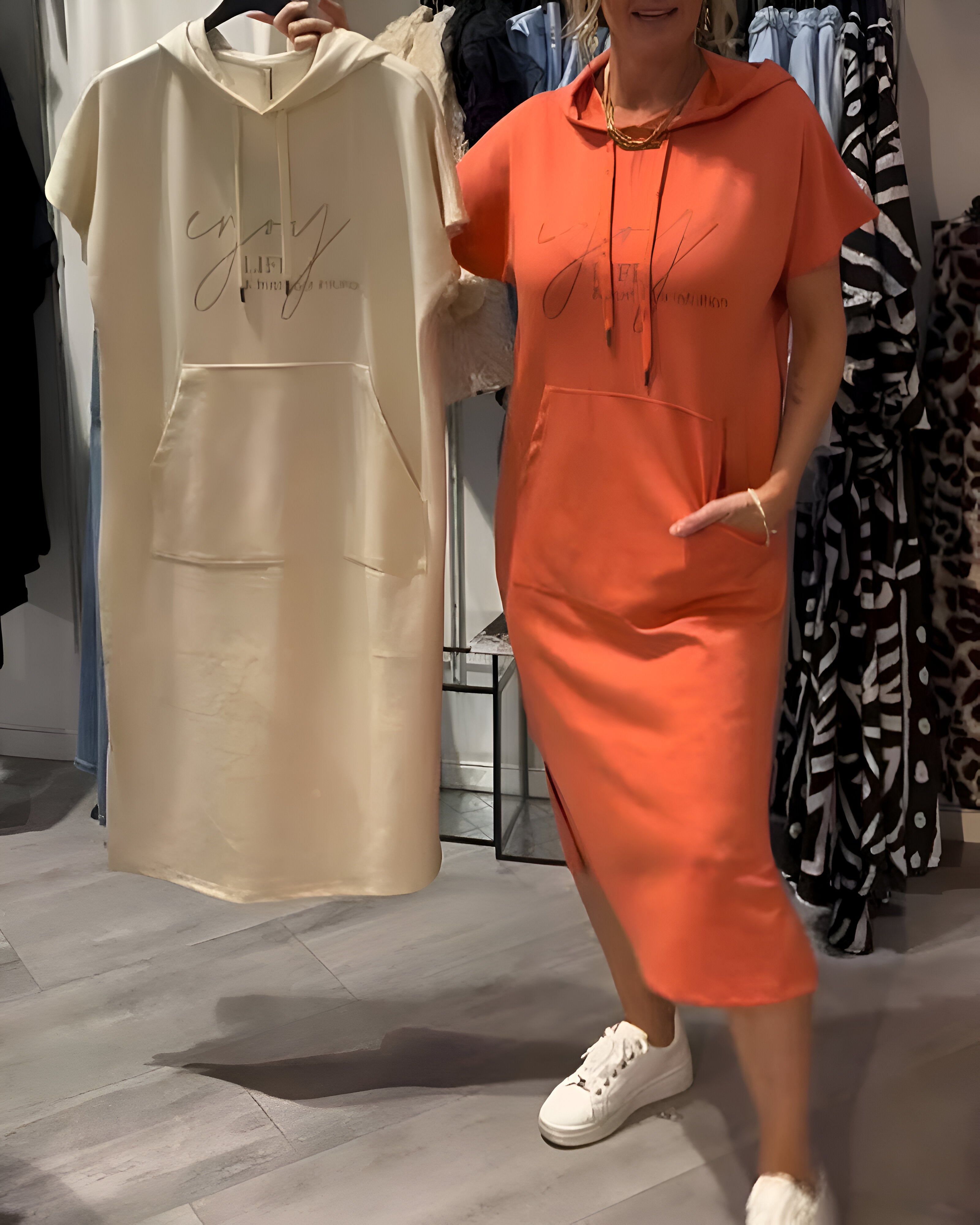 Monique | Robe Sweat Décontractée À Capuche