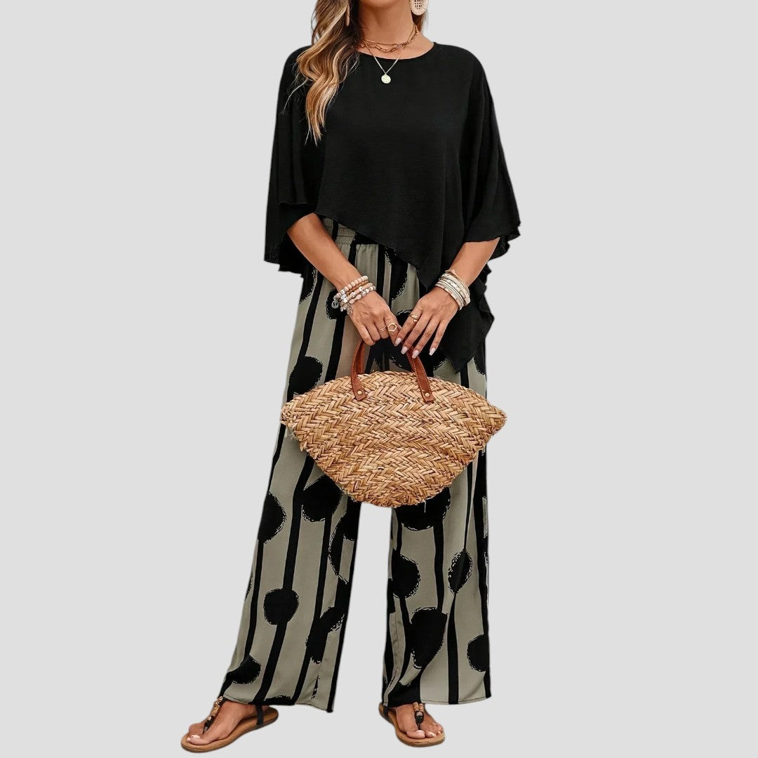 Milavie™ – Ensemble asymétrique et imprimé pour un style artistique sans effort