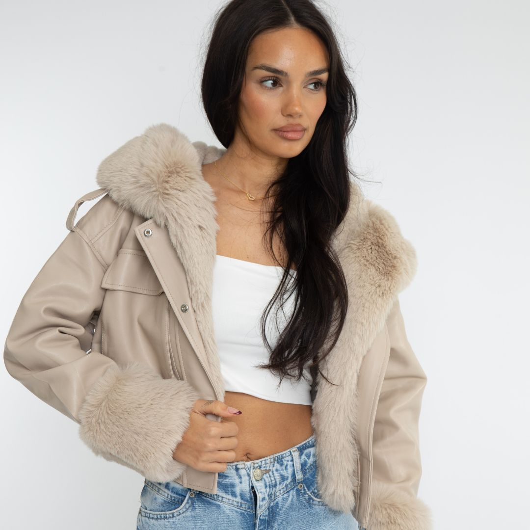 Nadine™ – Veste en Cuir avec Doublure Fourrure