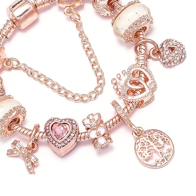 Bracelet Rose Attrape-rêves avec Charms Inclus en Argent