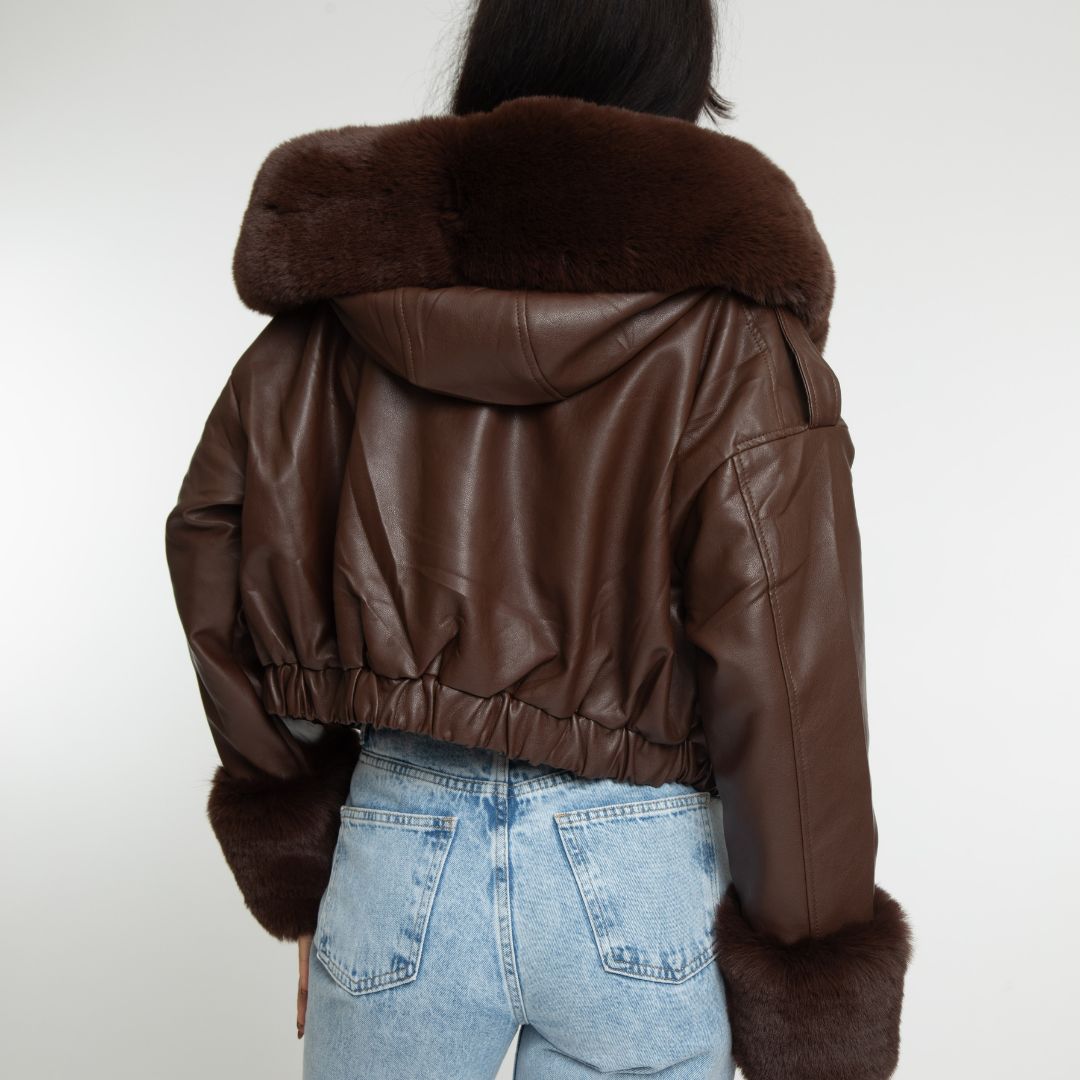 Nadine™ – Veste en Cuir avec Doublure Fourrure