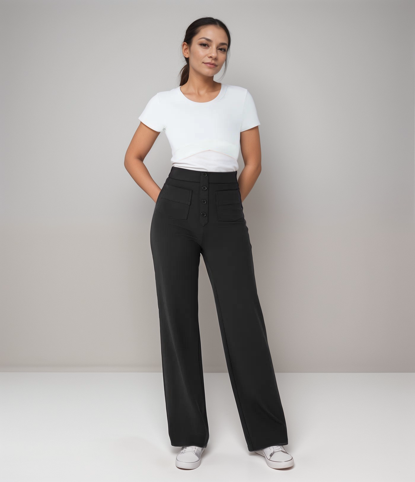 Elsa | Pantalon élastique taille haute | 1+1 GRATUIT