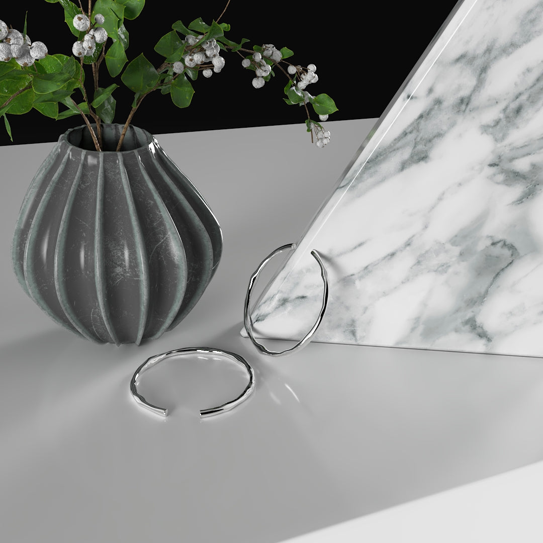 Bracelet épais en argent 925 ajustable de forme irrégulière