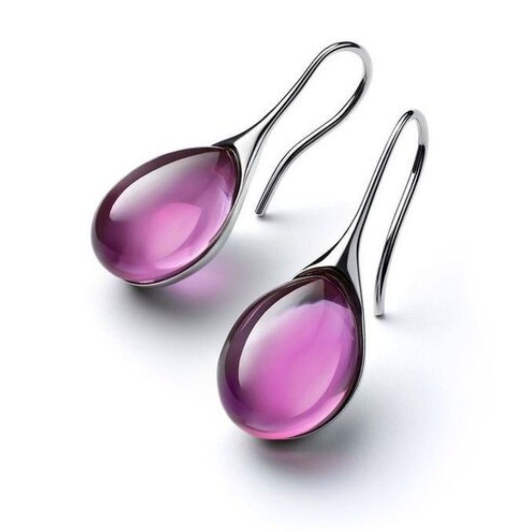 Boucles d'Oreilles Goutte en Cristal en Or et Argent
