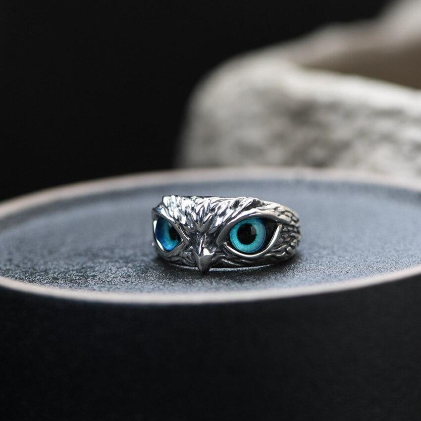 Bague Ajustable Hibou de la Chance en Argent et Opale