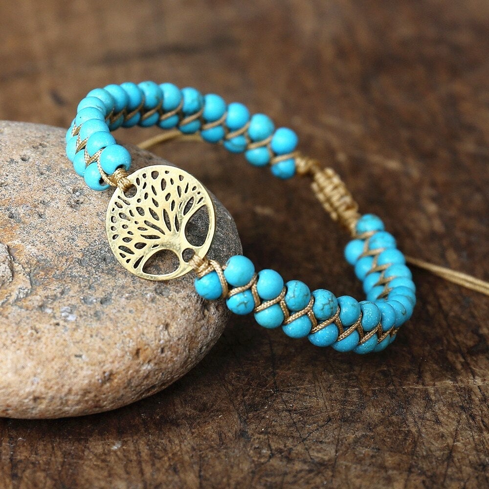 Bracelet Arbre de Vie Pierre Turquoise Fait Main