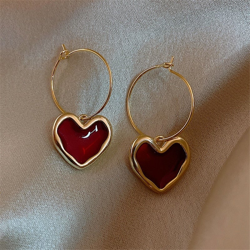 Boucles d'oreilles Cœurs Rouges