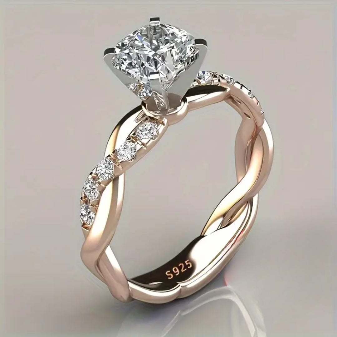 Bague tressée en cristal lumineux rose