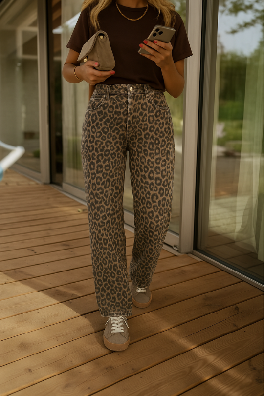 NADINE™ | LE PANTALON ÉVASÉ À IMPRIMÉ PANTHÈRE