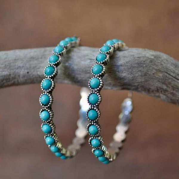 Boucles d'oreilles Vintage Circulaires Turquoise