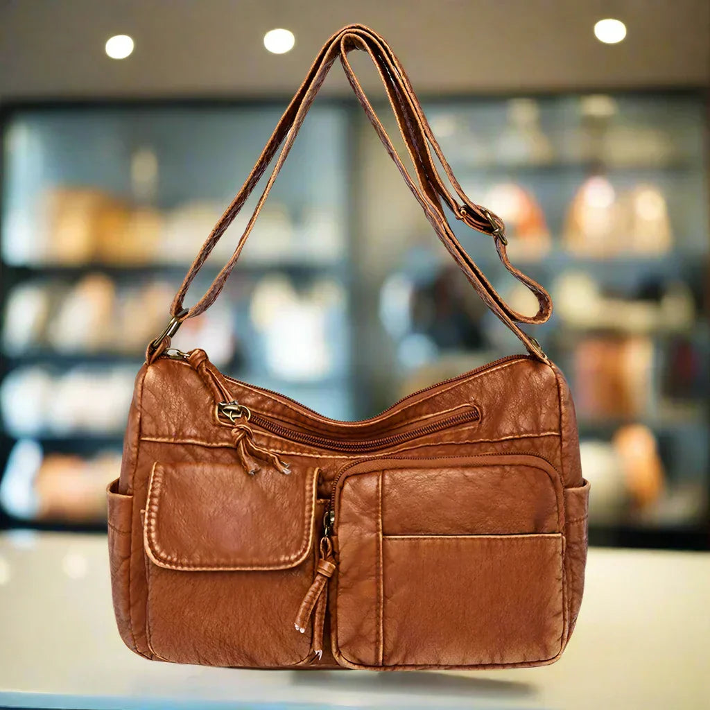 Lykke™ – Sac à bandoulière vintage en cuir avec rangements intelligents