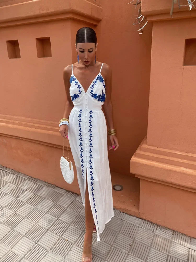 Alessandra™ | Robe à Bretelles Brodées