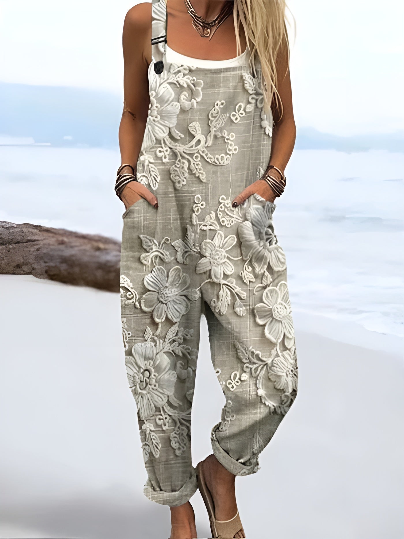 Elovoix™ | Salopette vintage à fleurs pour femmes et impression artistique