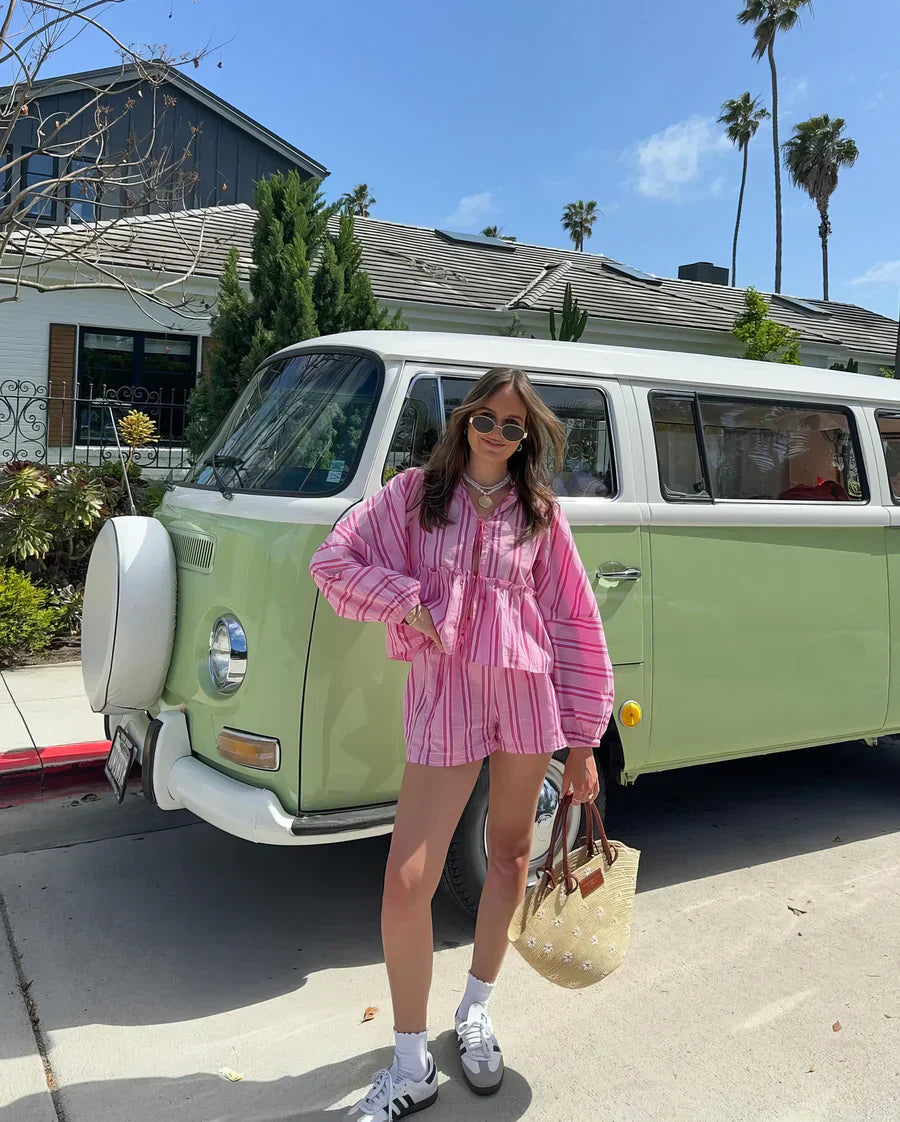 Katie | | Rayé Ensemble Short Et Blouse