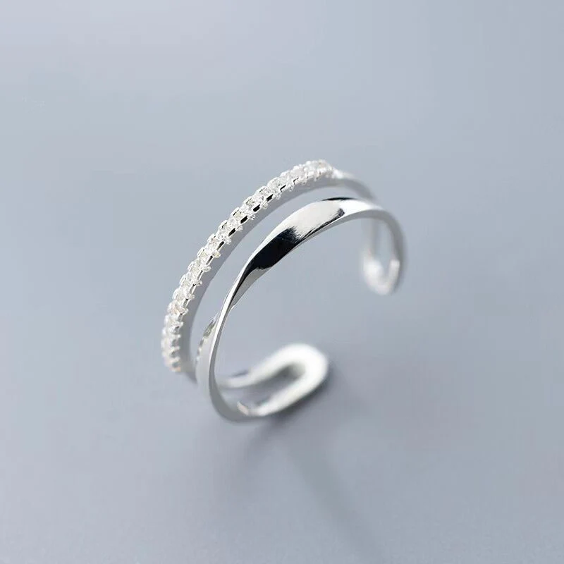 Bague Ajustable en Zirconium en Argent
