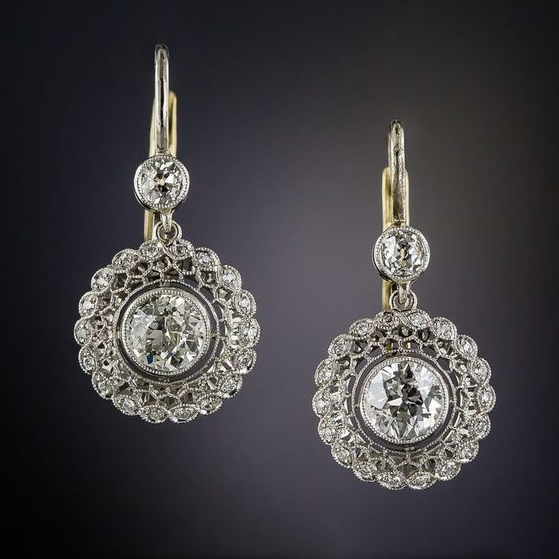 Boucles d'oreilles Mandala avec Zirconiums Vintage