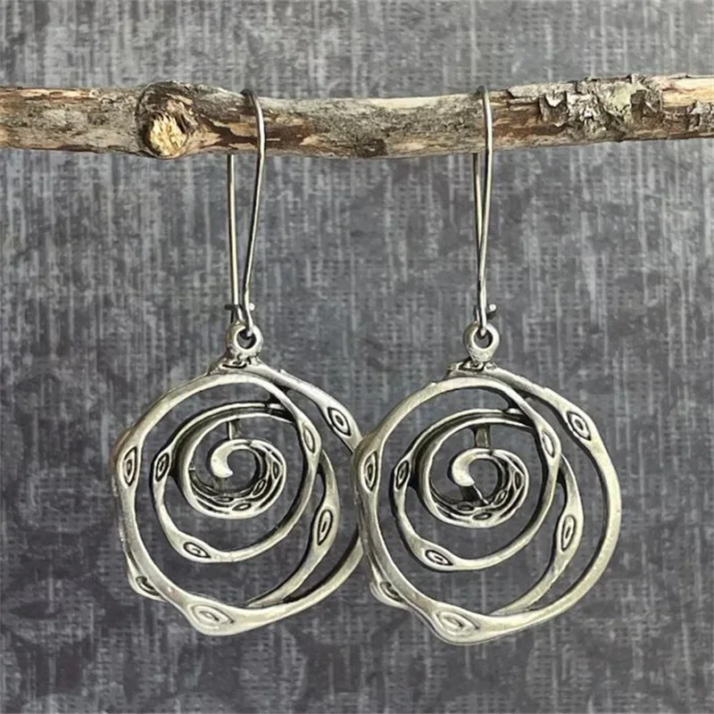 Boucles d'oreilles Labyrinthe Vintage en Argent