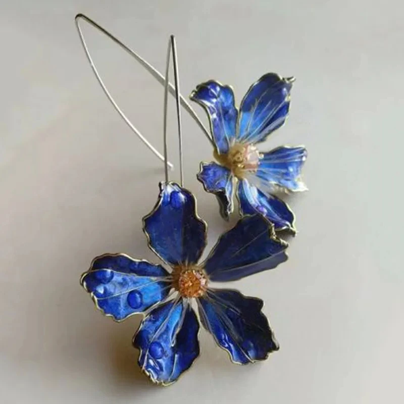 Boucles d'oreilles Fleur Vintage Bleu