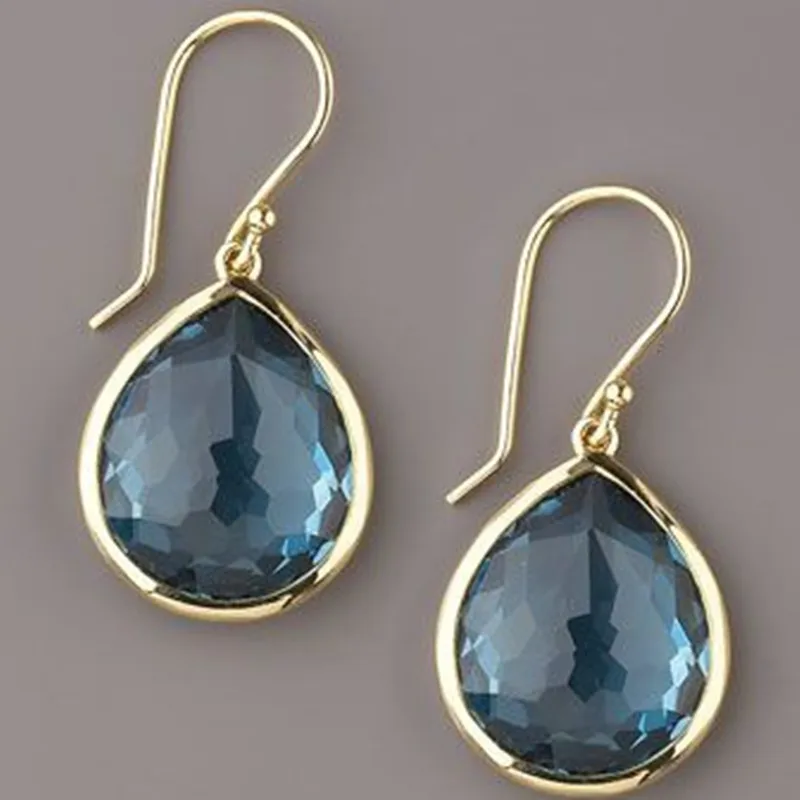 Boucles d'Oreilles Goutte en Cristal Bleu Vintage