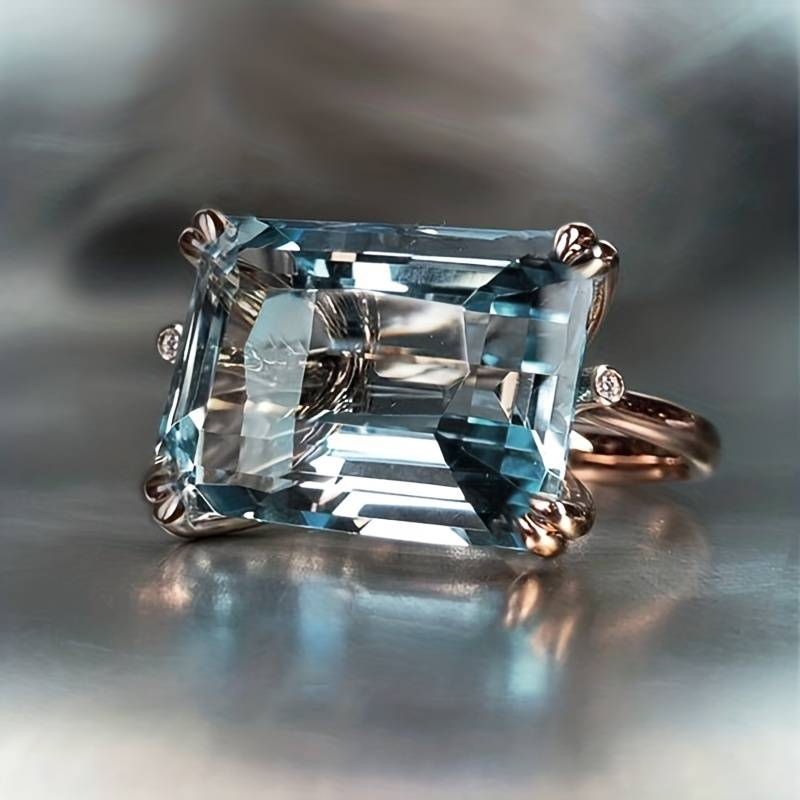 Bague Cristal Bleu Incrustée Vintage