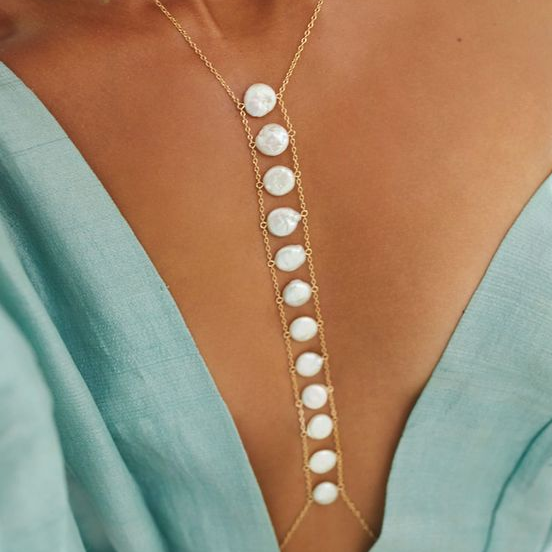 Collier Perles Suspendues Vintage