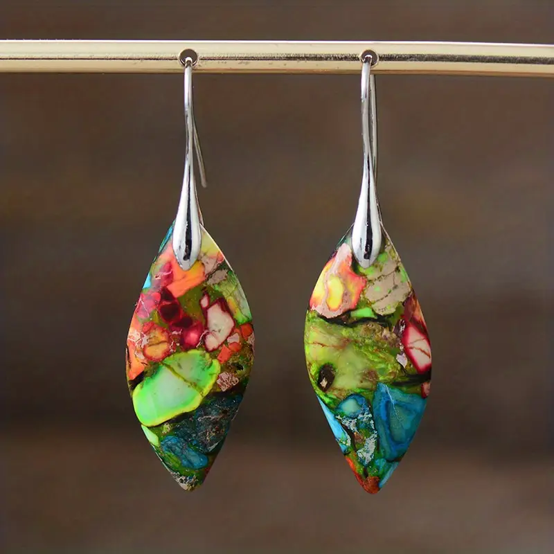 Boucles d'oreilles en pierre naturelle colorée