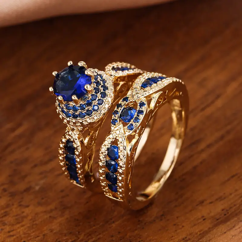 Ensemble de Bagues en Zirconium Bleu