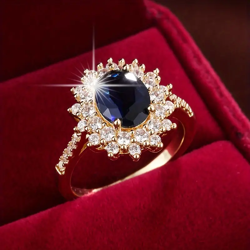 Bague en Zirconium Bleu Éclatant