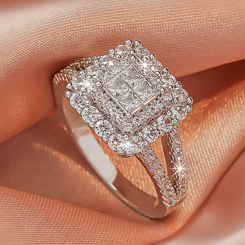 Bague Cubique Argent Brillant