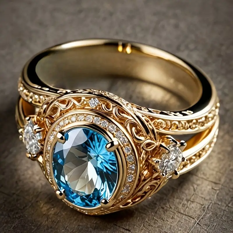 Bague en Or Étincelante Bleue