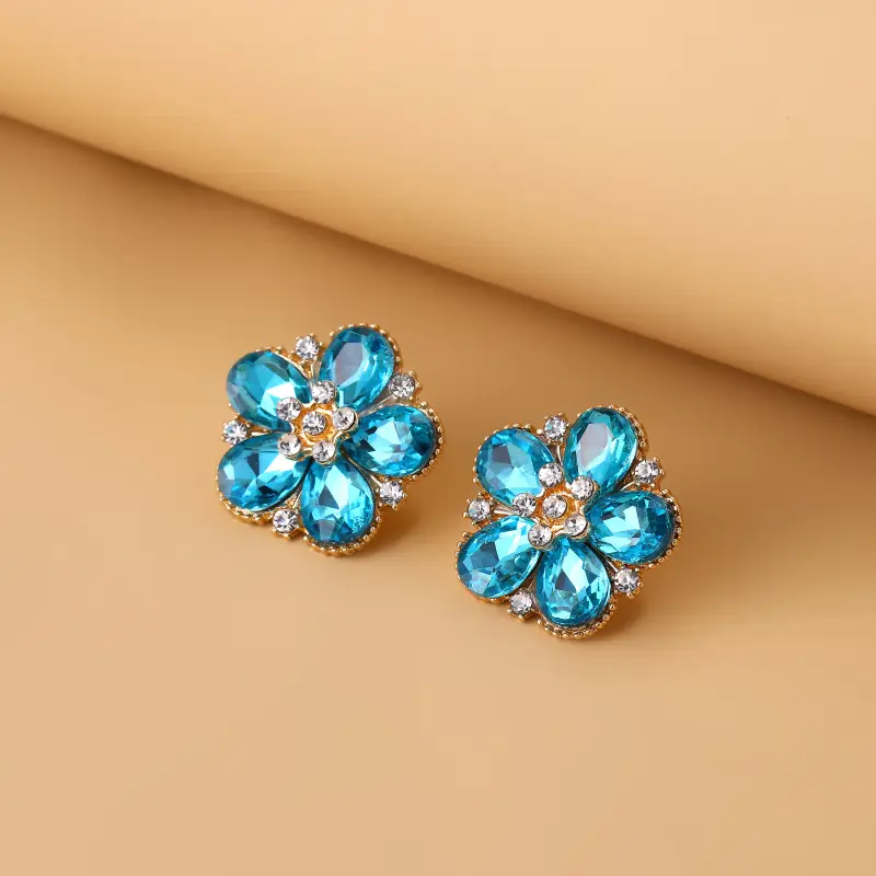 Boucles d'Oreilles en Cristal Bleu Marguerite