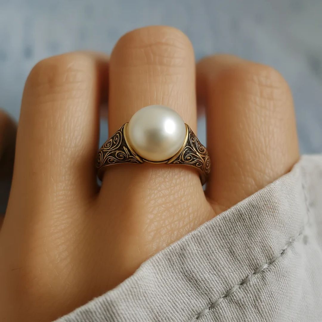 Bague en Perles Vintage Dorée