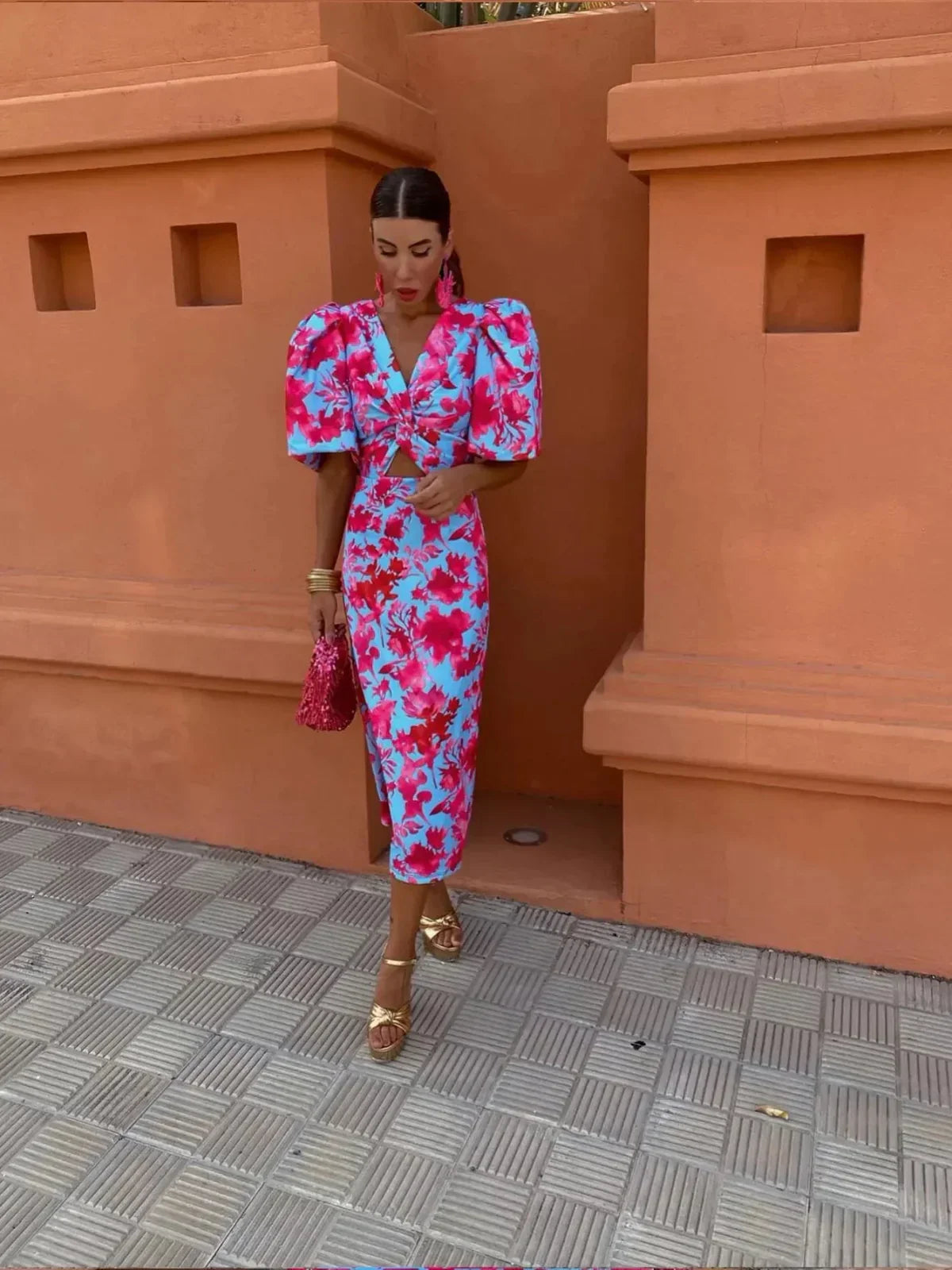 Giada™ | Robe Midi Colorée Plissée