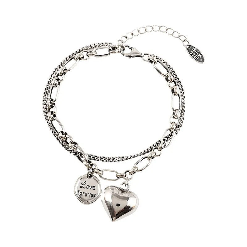 Bracelet en argent 925 avec gravure "Love Forever" + 2 charms gratuits