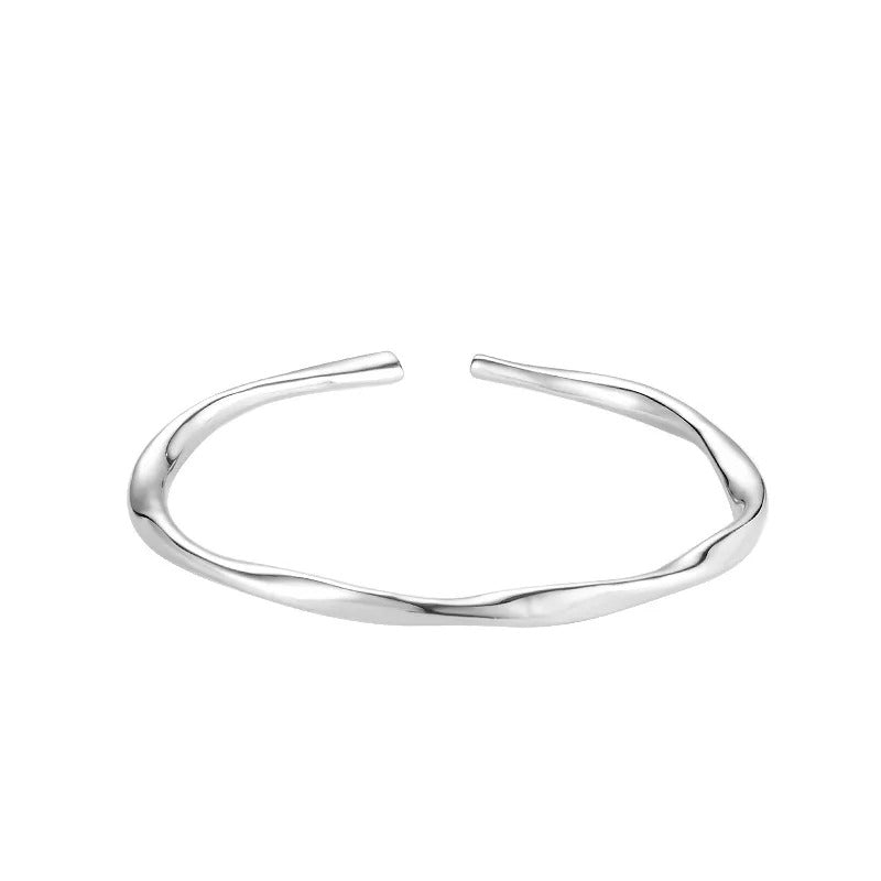 Bracelet épais en argent 925 ajustable de forme irrégulière