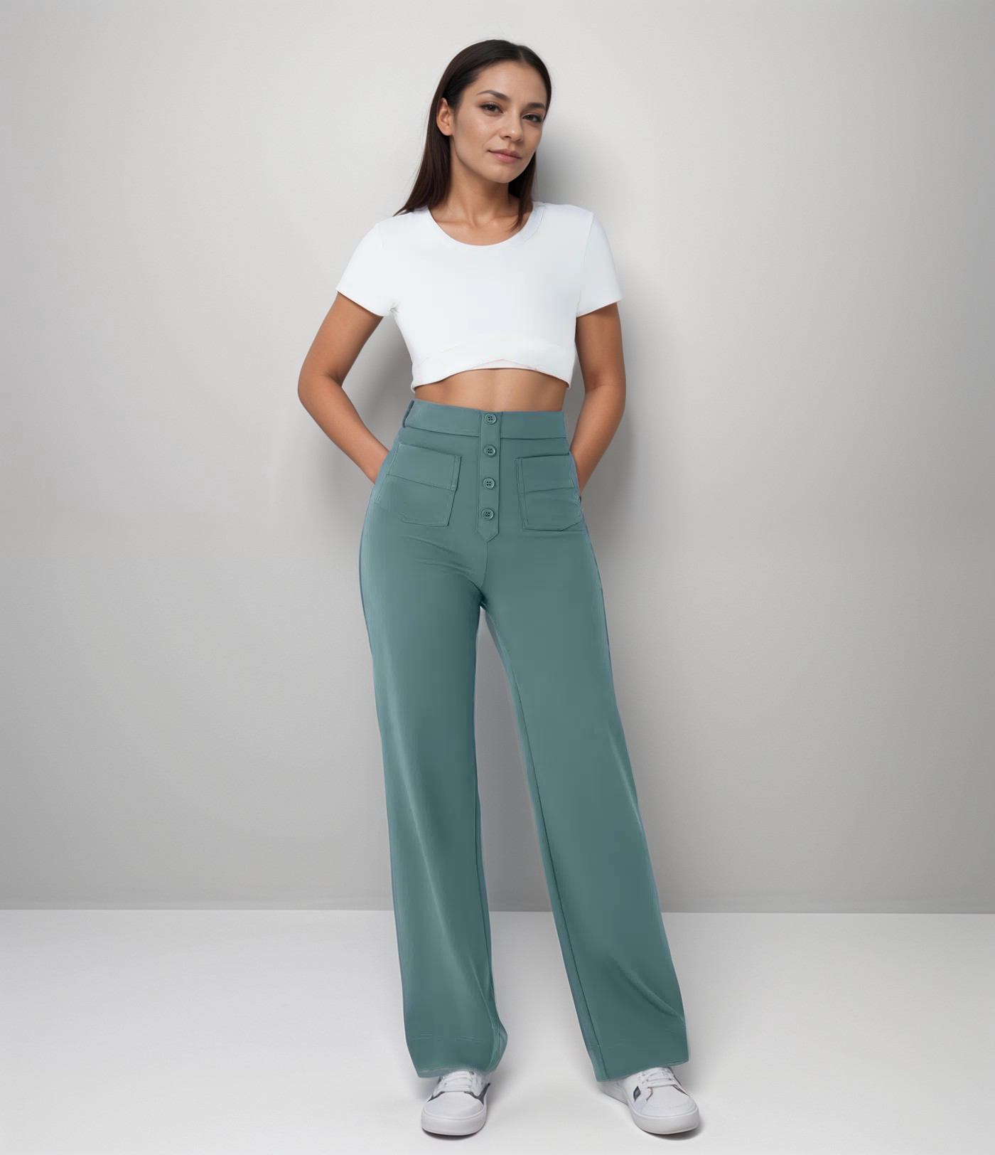 Elsa | Pantalon élastique taille haute | 1+1 GRATUIT