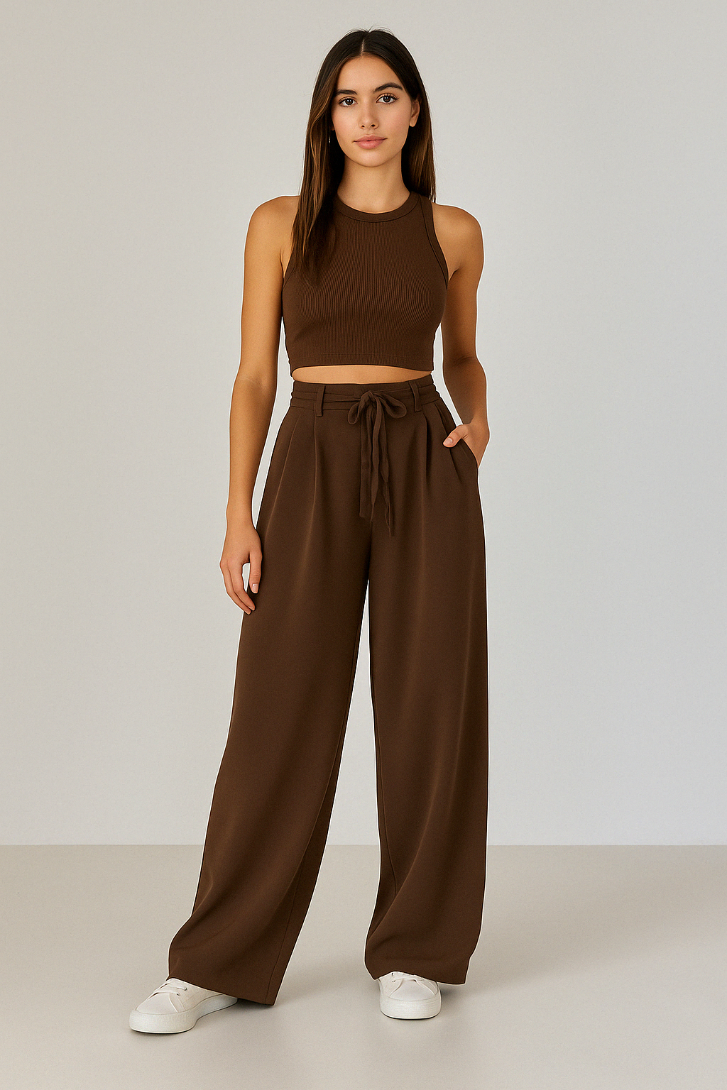 Stefania - Pantalon taille haute avec jambes larges