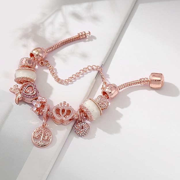 Bracelet Rose Attrape-rêves avec Charms Inclus en Argent
