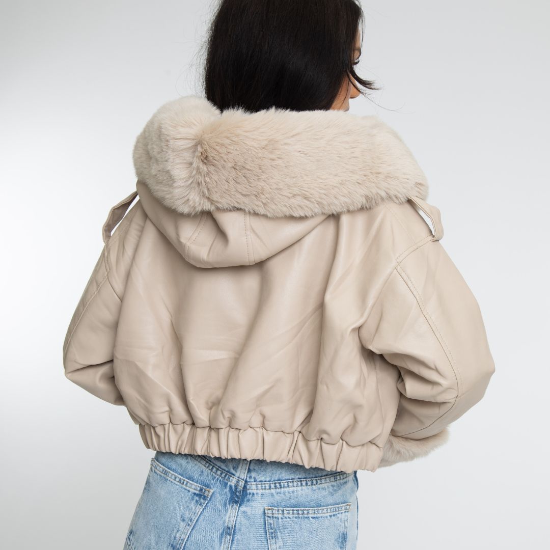 Nadine™ – Veste en Cuir avec Doublure Fourrure