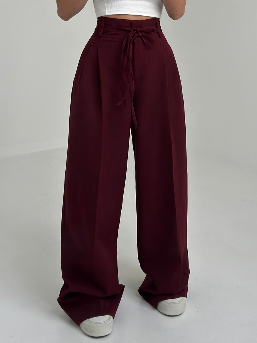 Stefania - Pantalon taille haute avec jambes larges