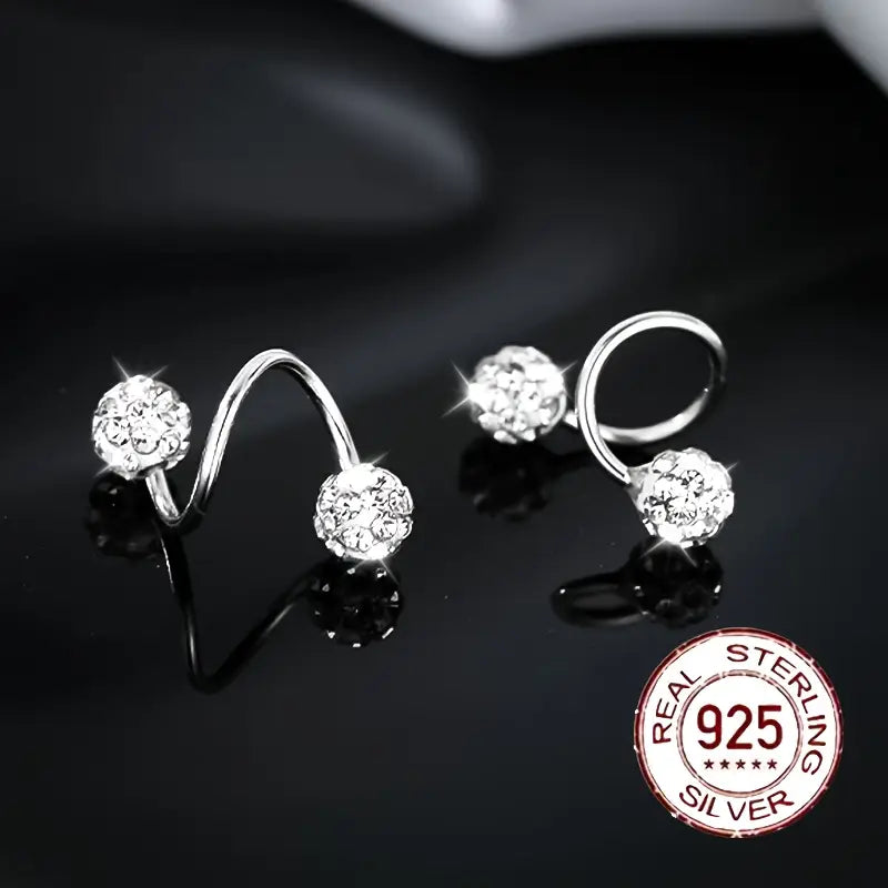 Boucles d'Oreilles Spirales à Double Tête Ultra Brillantes avec Zirconia