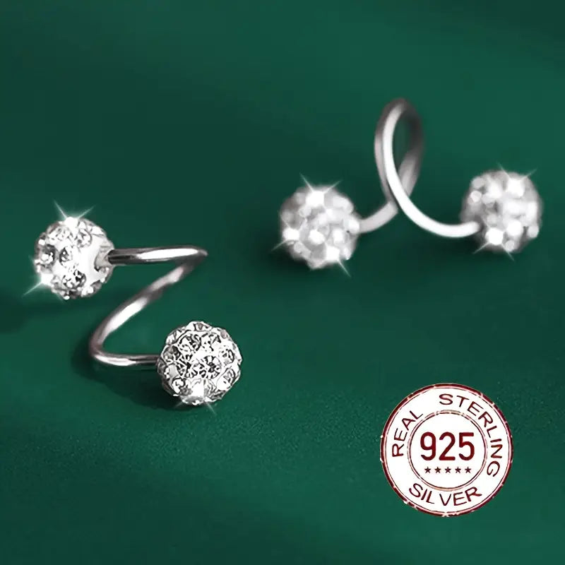 Boucles d'Oreilles Spirales à Double Tête Ultra Brillantes avec Zirconia