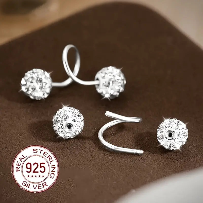 Boucles d'Oreilles Spirales à Double Tête Ultra Brillantes avec Zirconia