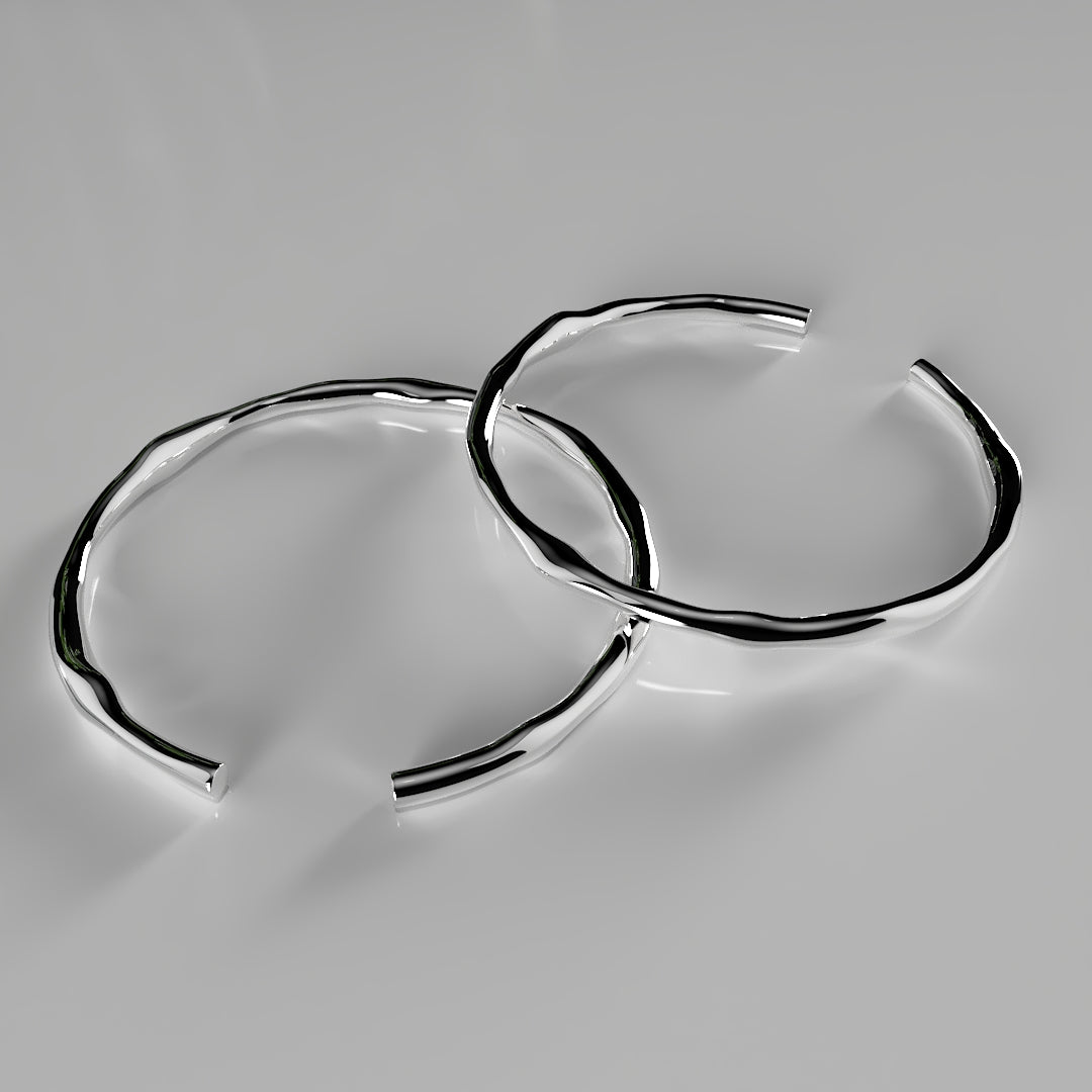 Bracelet épais en argent 925 ajustable de forme irrégulière