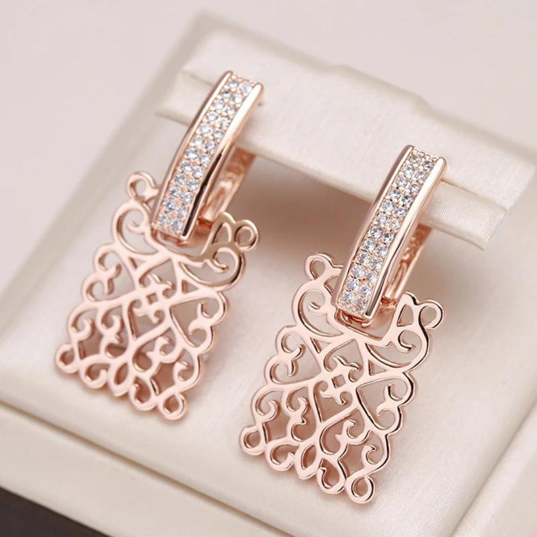 Boucles d'oreilles en zirconium or rose Ivy