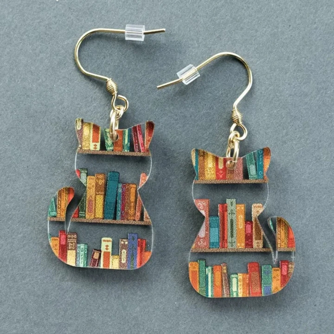 Boucles d'oreilles de chat vintage multicolores